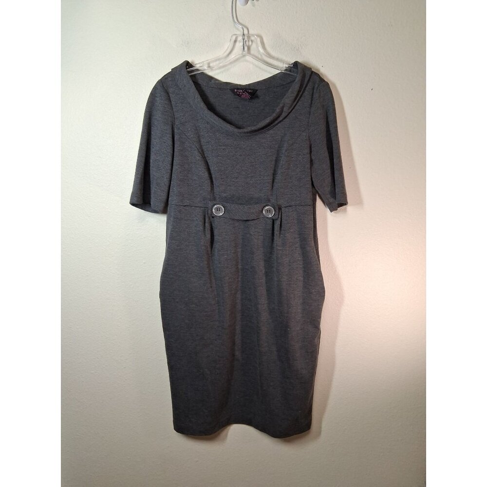 Signature Robbie Bee Dress Business Casual Office Preppy W/Pockets Gray Size 8